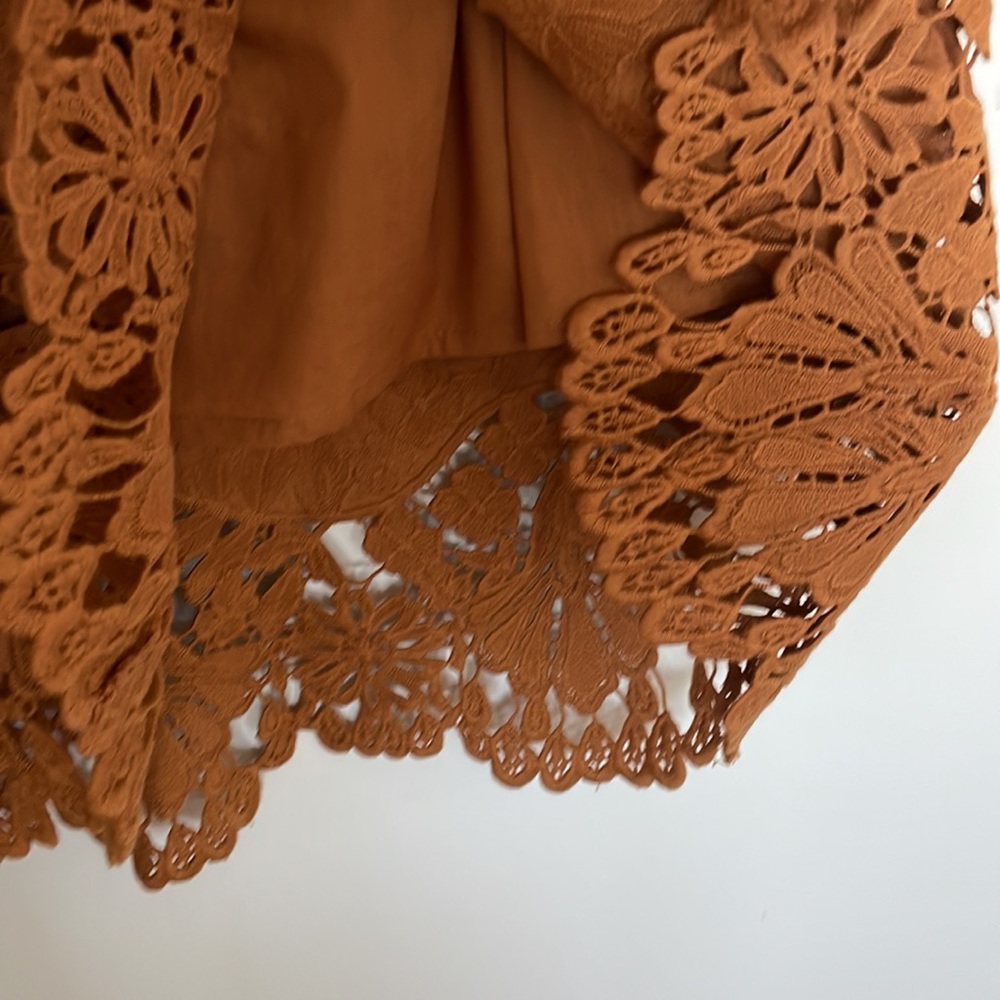 Madewell women’s Off the shoulder dress with crochet trim in burnt orange size M - Picture 9 of 9